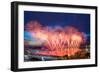 Crowd on Palace Bridge Look at Beautiful Fireworks at Night in St. Petersburg, Russia. I Have Only-Paha_L-Framed Photographic Print