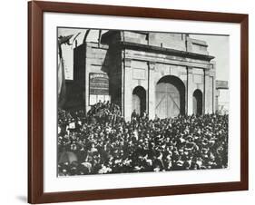 Crowd Outside the Closed East India Dock Gates, Poplar, London, 1897-null-Framed Photographic Print