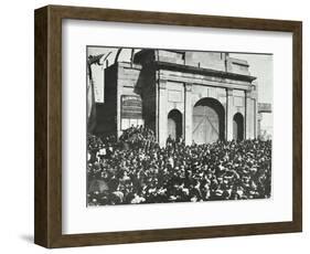 Crowd Outside the Closed East India Dock Gates, Poplar, London, 1897-null-Framed Photographic Print