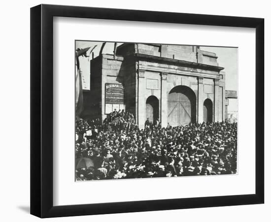 Crowd Outside the Closed East India Dock Gates, Poplar, London, 1897-null-Framed Photographic Print