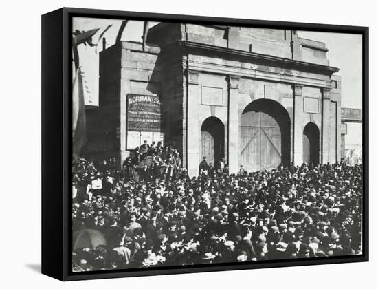 Crowd Outside the Closed East India Dock Gates, Poplar, London, 1897-null-Framed Stretched Canvas