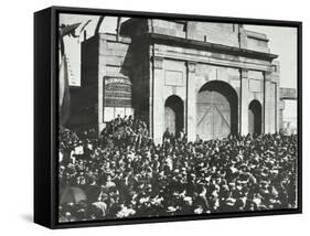 Crowd Outside the Closed East India Dock Gates, Poplar, London, 1897-null-Framed Stretched Canvas