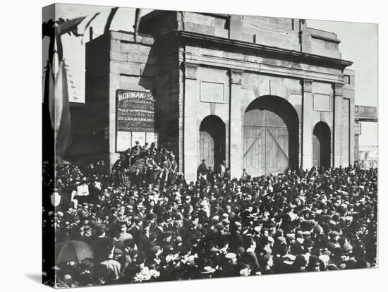 Crowd Outside the Closed East India Dock Gates, Poplar, London, 1897-null-Stretched Canvas