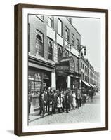 Crowd Outside the Russian Vapour Baths, Brick Lane, Stepney, London, 1904-null-Framed Premium Photographic Print