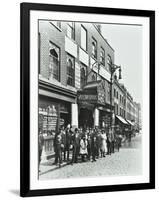 Crowd Outside the Russian Vapour Baths, Brick Lane, Stepney, London, 1904-null-Framed Photographic Print