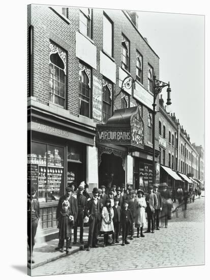 Crowd Outside the Russian Vapour Baths, Brick Lane, Stepney, London, 1904-null-Stretched Canvas