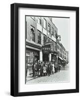 Crowd Outside the Russian Vapour Baths, Brick Lane, Stepney, London, 1904-null-Framed Photographic Print