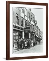 Crowd Outside the Russian Vapour Baths, Brick Lane, Stepney, London, 1904-null-Framed Photographic Print