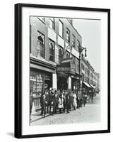 Crowd Outside the Russian Vapour Baths, Brick Lane, Stepney, London, 1904-null-Framed Photographic Print