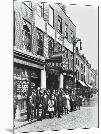 Crowd Outside the Russian Vapour Baths, Brick Lane, Stepney, London, 1904-null-Mounted Photographic Print