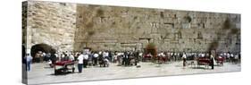 Crowd Praying in Front of a Stone Wall, Wailing Wall, Jerusalem, Israel-null-Stretched Canvas