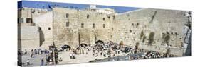 Crowd Praying in Front of a Stone Wall, Wailing Wall, Jerusalem, Israel-null-Stretched Canvas