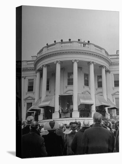 Crowd Standing Outside White House During Inauguration of President Franklin D. Roosevelt-null-Stretched Canvas