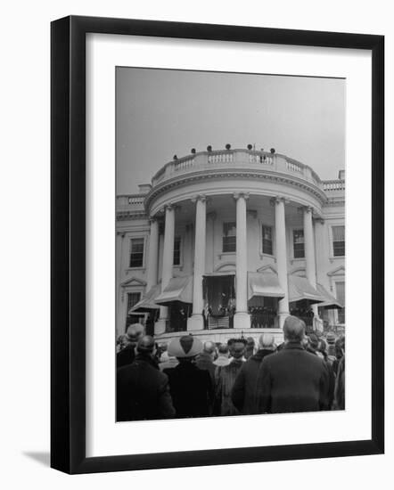 Crowd Standing Outside White House During Inauguration of President Franklin D. Roosevelt-null-Framed Photographic Print