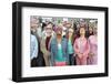 Crowd Standing Wearing Sunglasses Looking Up-Digital Vision-Framed Photographic Print