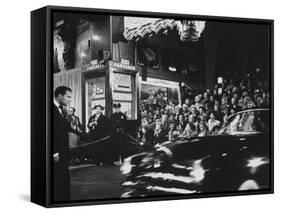 Crowd Watching From Bleacher Seats Set Up on the Right Side of Entrance to the RKO Pantages Theatre-Ed Clark-Framed Stretched Canvas