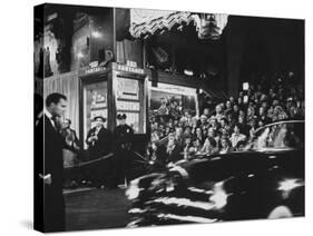 Crowd Watching From Bleacher Seats Set Up on the Right Side of Entrance to the RKO Pantages Theatre-Ed Clark-Stretched Canvas