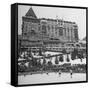 Crowd Watching Hockey Game Outside Palace Hotel-null-Framed Stretched Canvas