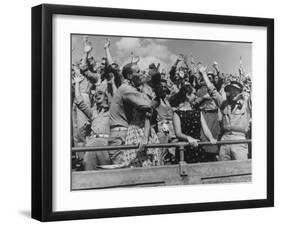 Crowd Yelling and Whooping It Up in the Stands at the Texas A&M Vs Villanova Football Game-Joe Scherschel-Framed Photographic Print