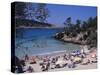 Crowded Beach at Portinatx, Ibiza, Baleares, (Spain)-J Lightfoot-Stretched Canvas
