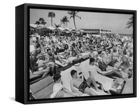 Crowded Beach-null-Framed Stretched Canvas