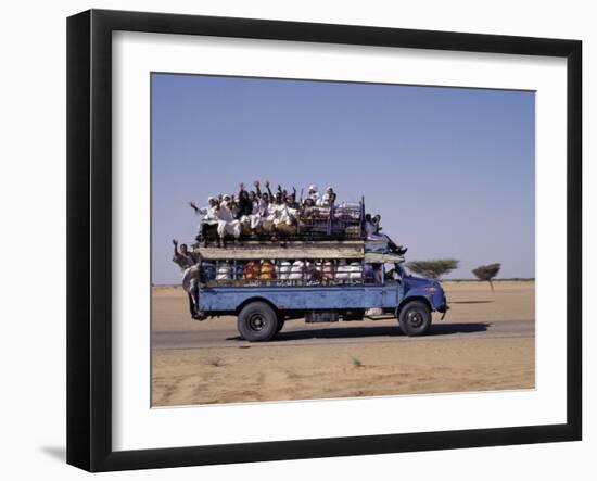 Crowded Bedford Bus Travels Along Main Road from Khartoum to Shendi, Old Market Town on Nile River-Nigel Pavitt-Framed Photographic Print