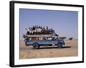 Crowded Bedford Bus Travels Along Main Road from Khartoum to Shendi, Old Market Town on Nile River-Nigel Pavitt-Framed Photographic Print