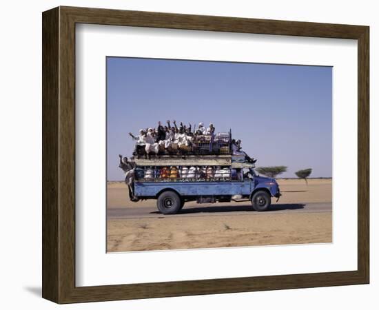 Crowded Bedford Bus Travels Along Main Road from Khartoum to Shendi, Old Market Town on Nile River-Nigel Pavitt-Framed Photographic Print