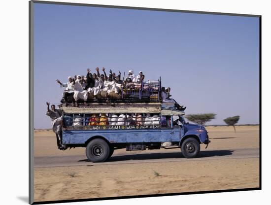 Crowded Bedford Bus Travels Along Main Road from Khartoum to Shendi, Old Market Town on Nile River-Nigel Pavitt-Mounted Photographic Print