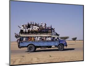 Crowded Bedford Bus Travels Along Main Road from Khartoum to Shendi, Old Market Town on Nile River-Nigel Pavitt-Mounted Photographic Print