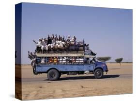 Crowded Bedford Bus Travels Along Main Road from Khartoum to Shendi, Old Market Town on Nile River-Nigel Pavitt-Stretched Canvas