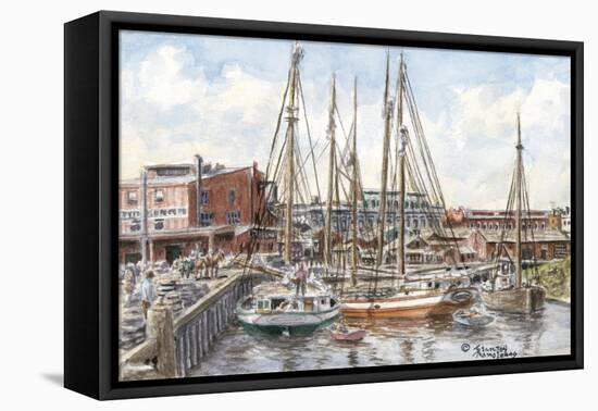 Crowded Dock-Stanton Manolakas-Framed Stretched Canvas
