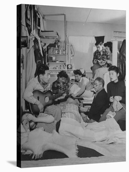 Crowded Living Quarters of Japanese American Family Interned in a Relocation Camp-Hansel Mieth-Stretched Canvas