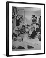 Crowded Living Quarters of Japanese American Family Interned in a Relocation Camp-Hansel Mieth-Framed Photographic Print