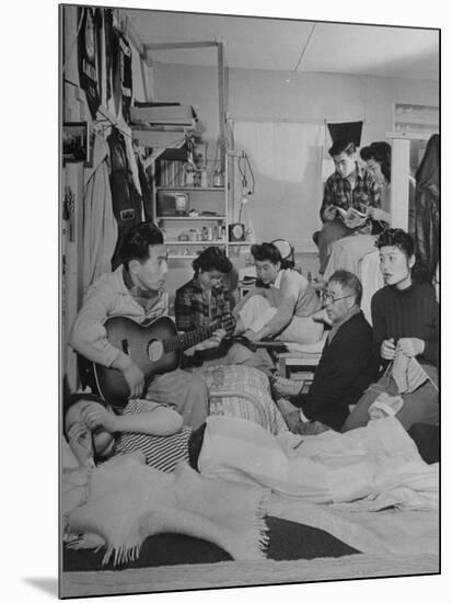 Crowded Living Quarters of Japanese American Family Interned in a Relocation Camp-Hansel Mieth-Mounted Photographic Print