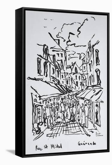 Crowded pedestrian streets, Guerande, Loire-Atlantique, France-Richard Lawrence-Framed Stretched Canvas