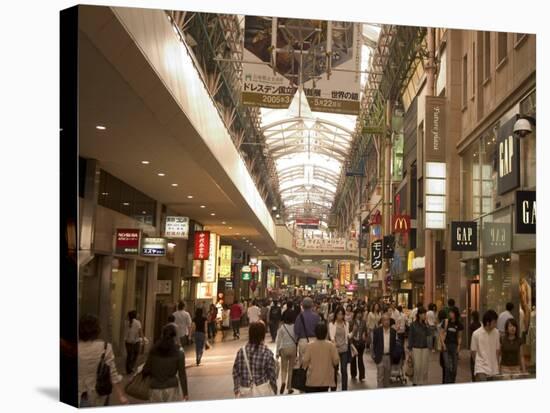 Crowded Shopping Arcade, Kobe City, Kansai, Honshu Island, Japan-Christian Kober-Stretched Canvas
