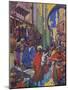 Crowded Shopping Street Bazaar in Cairo, Egypt-null-Mounted Art Print