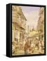 Crowded Street Scene in Lahore, India-William Carpenter-Framed Stretched Canvas