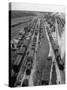 Crowded Yard Filled with Freight Cars-Peter Stackpole-Stretched Canvas