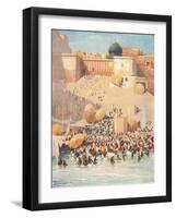 Crowds at Benares, India-null-Framed Art Print