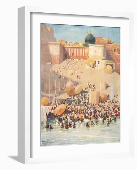 Crowds at Benares, India-null-Framed Art Print
