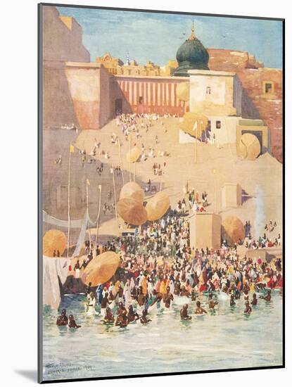 Crowds at Benares, India-null-Mounted Art Print