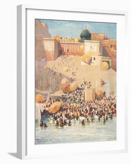 Crowds at Benares, India-null-Framed Art Print