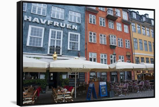 Crowds at Cafes and Restaurants, Nyhavn, Copenhagen, Denmark-Inger Hogstrom-Framed Stretched Canvas