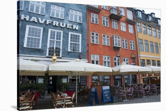 Crowds at Cafes and Restaurants, Nyhavn, Copenhagen, Denmark-Inger Hogstrom-Stretched Canvas