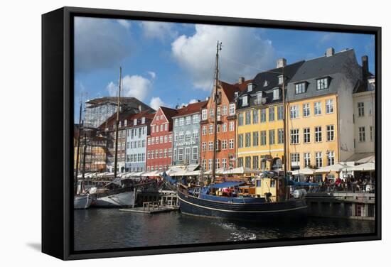 Crowds at Cafes and Restaurants, Nyhavn, Copenhagen, Denmark-Inger Hogstrom-Framed Stretched Canvas