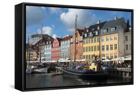 Crowds at Cafes and Restaurants, Nyhavn, Copenhagen, Denmark-Inger Hogstrom-Framed Stretched Canvas