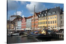 Crowds at Cafes and Restaurants, Nyhavn, Copenhagen, Denmark-Inger Hogstrom-Stretched Canvas