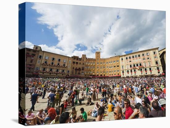 Crowds at El Palio Horse Race Festival, Piazza Del Campo, Siena, Tuscany, Italy, Europe-Christian Kober-Stretched Canvas